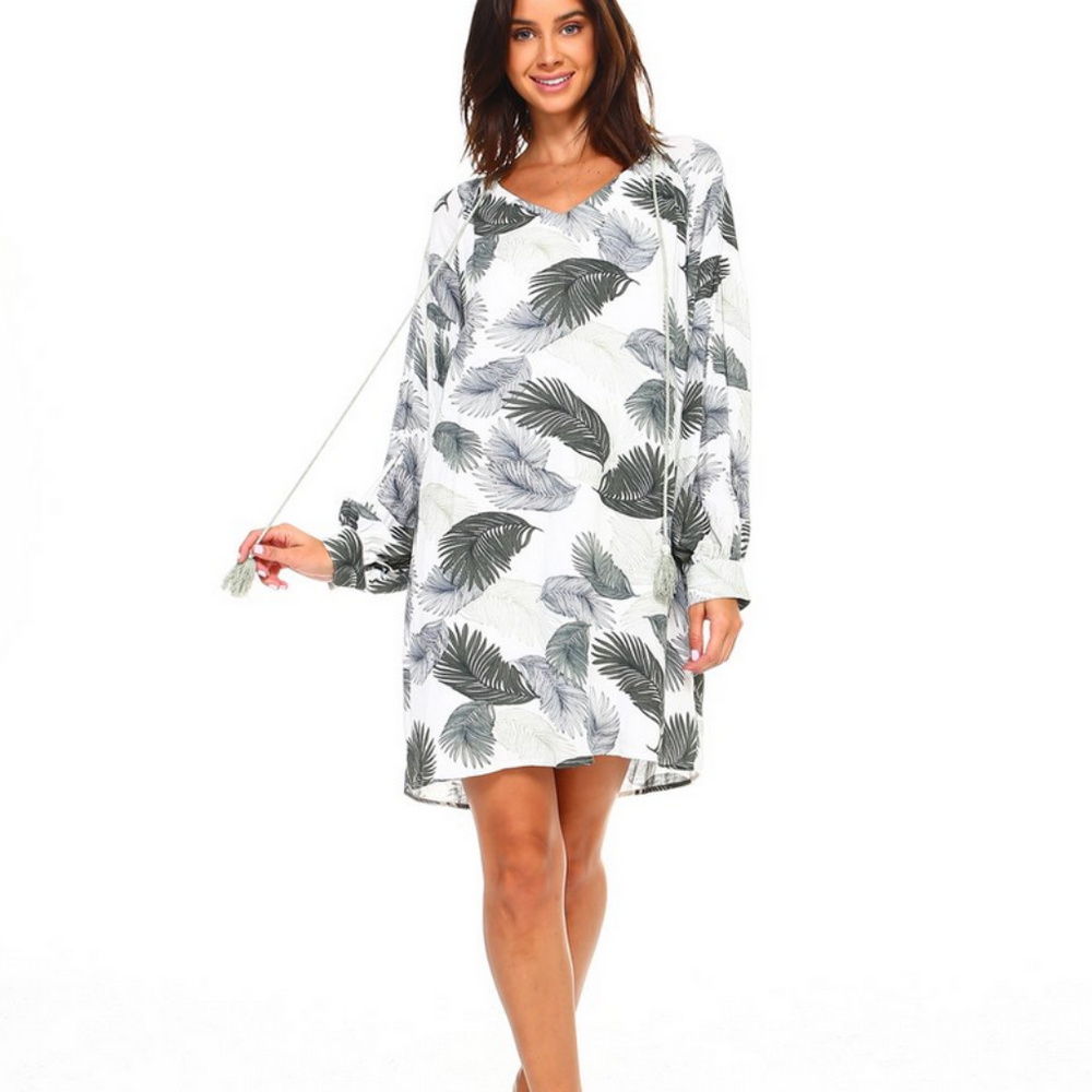 Palm Leaf Print Dress